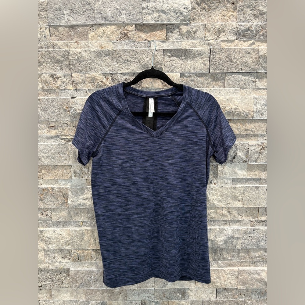 Navy Heather Women's Short Sleeve Active Workout Top